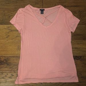 Soft Pink Cross Neck Tee